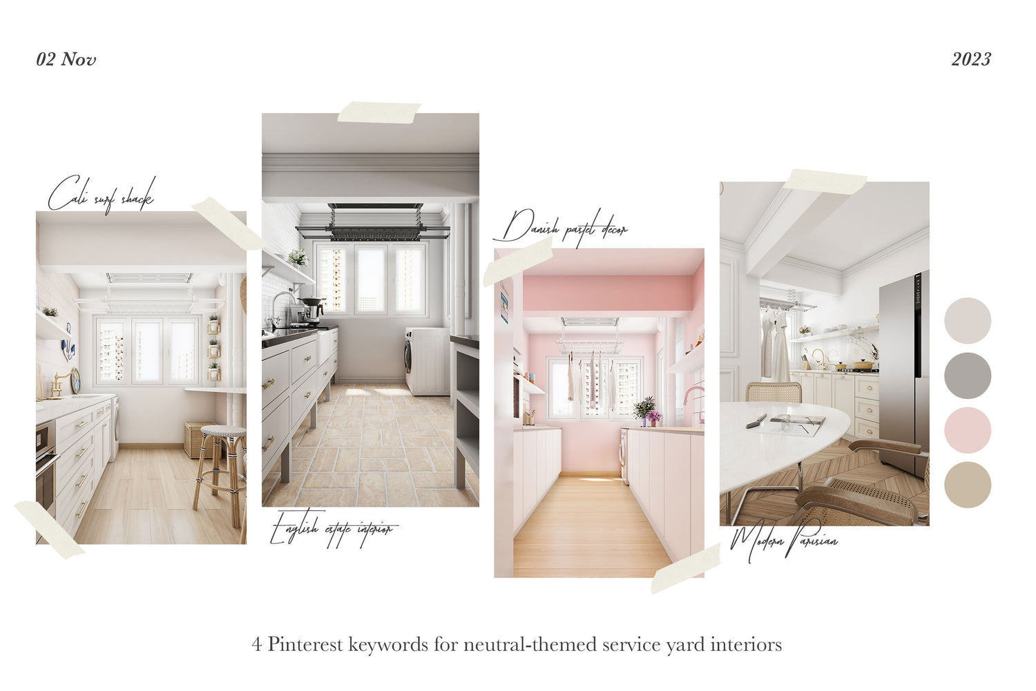 4 Pinterest keywords for neutral-themed service yard interiors