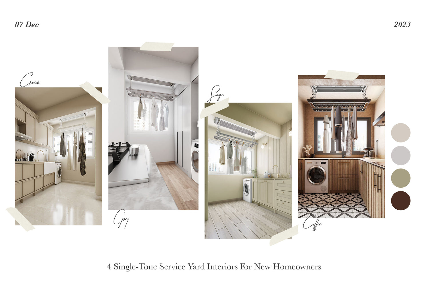 4 Single-Tone Service Yard Interiors For HDB Homeowners